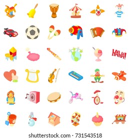 Playground cons set. Cartoon style of 36 playground vector icons for web isolated on white background