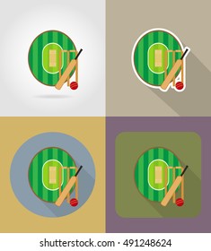 playground for cricket flat icons vector illustration isolated on background