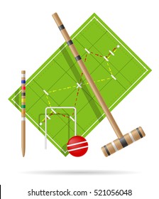 Playground For Croquet Vector Illustration Isolated On White Background