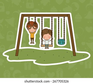 Playground design over green background, vector illustration