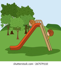 Playground design over landscape background, vector illustration