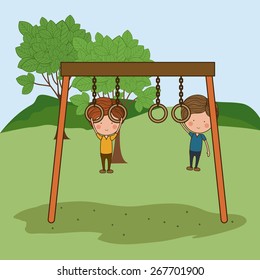 Playground design over landscape background, vector illustration