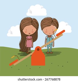 Playground design over landscape background, vector illustration