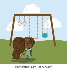 Playground design over landscape background, vector illustration