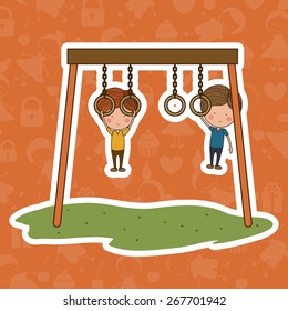 Playground design over orange background, vector illustration