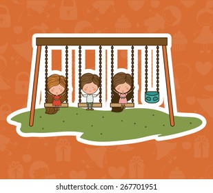 Playground design over orange background, vector illustration