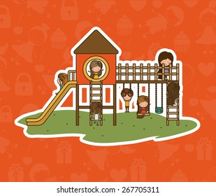 Playground design over orange background, vector illustration