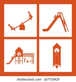 Playground design over orange background, vector illustration