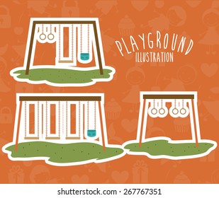 Playground design over orange background, vector illustration