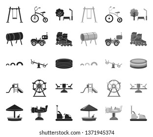 Playground, entertainment black.mono icons in set collection for design. Attraction and equipment vector symbol stock web illustration.
