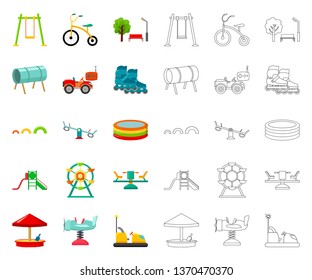 Playground, entertainment cartoon,outline icons in set collection for design. Attraction and equipment vector symbol stock web illustration.