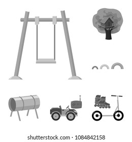 Playground, entertainment monochrome icons in set collection for design. Attraction and equipment vector symbol stock web illustration.