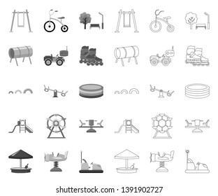 Playground, entertainment mono,outline icons in set collection for design. Attraction and equipment vector symbol stock web illustration.