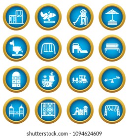Playground equipment icons set. Simple illustration of 16 playground equipment vector icons for web