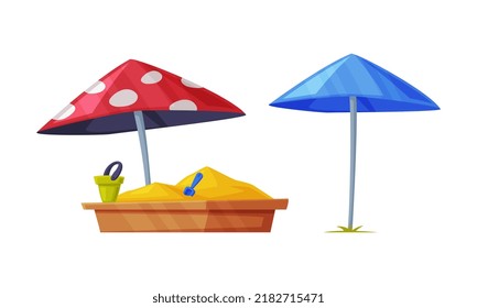 Equipo de recreo con conjunto de iluminación de vectores Sandpit o Sandbox