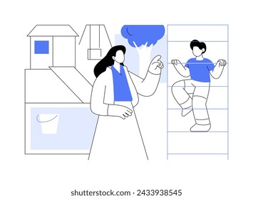 Playground facility isolated cartoon vector illustrations. Happy mom and her kid on the playground in the city park, happy childhood, urban active lifestyle, have fun outdoors vector cartoon.