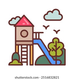 Iconos rellenos del patio de recreo, Ilustración vectorial