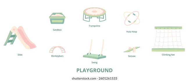 Playground Flat Banner Web Icon Set Vector Illustration