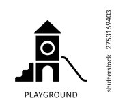 Playground Glyph Icon Mini Illustration, Use For Modern Concept, Print, Ui, Ux Kit, Web And App Development. Vector Related To Kindergarten, Preschool, Kids And Baby