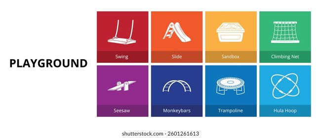 Playground Glyph Solid Banner Web Icon Set Vector Illustration