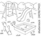 Playground graphic black white landscape sketch illustration vector 