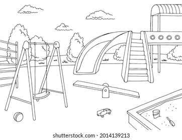 Playground Graphic Black White Landscape Sketch Stock Vector (Royalty ...