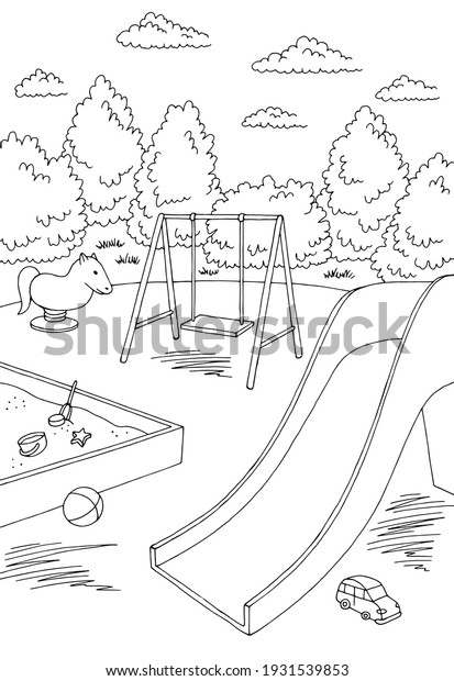 Playground Graphic Black White Landscape Sketch Stock Vector (Royalty ...