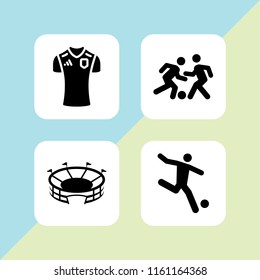 playground icon. 4 playground set with football field and soccer vector icons for web and mobile app