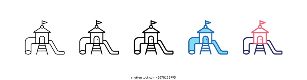 Spielplatz-Symbol in 5 verschiedenen Stilen Set Sammlung.
