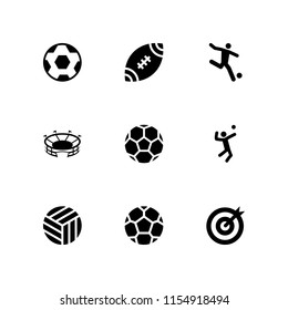 playground icon. 9 playground set with football field, soccer, football ball and goal vector icons for web and mobile app