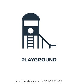 Playground icon. Black filled vector illustration. Playground symbol on white background. Can be used in web and mobile.