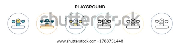 Playground icon\
in filled, thin line, outline and stroke style. Vector illustration\
of two colored and black playground vector icons designs can be\
used for mobile, ui,\
web