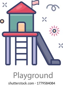 Playground Symbol in flach bearbeitetem modernem Stil 