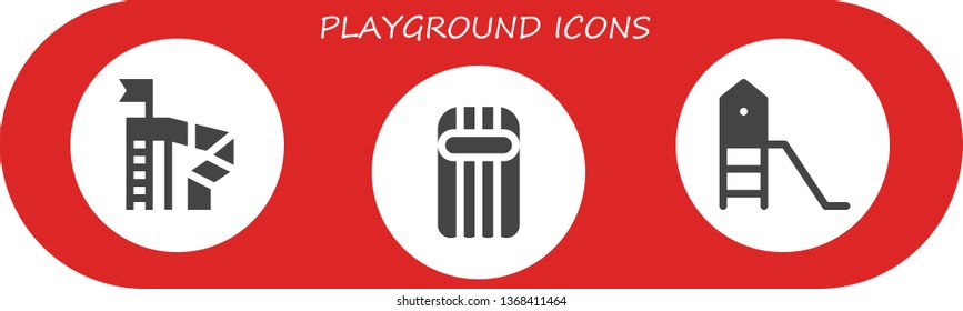 playground icon set. 3 filled playground icons.  Simple modern icons about  - Slide, Inflatable, Playground