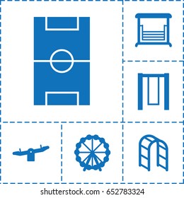 Playground icon. set of 6 playground filled icons such as ferris wheel, swing, playground ladder