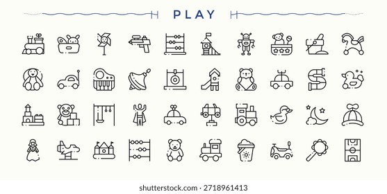 Playground icon set. Pack of park, playing area, activity, game and more. Park icon set. Minimalist icons collection. Editable vector. Pixel perfect.