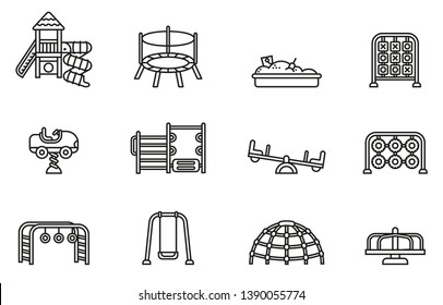 playground icon set with white background. thin line style stock vector. 