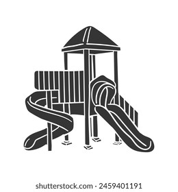 Playground Icon Silhouette Illustration. Children Vector Graphic Pictogram Symbol Clip Art. Doodle Sketch Black Sign.