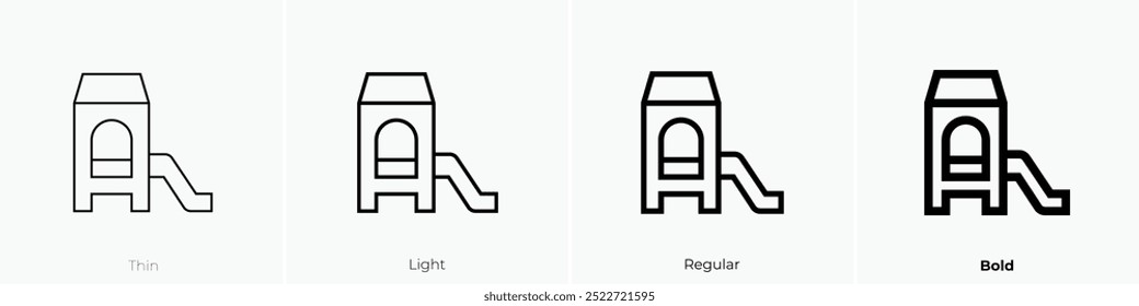 Spielplatzsymbol. Dünnes, helles Design im regulären und kühlen Stil, einzeln auf weißem Hintergrund