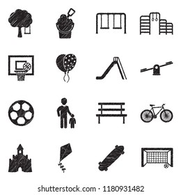Playground Icons. Black Scribble Design. Vector Illustration.