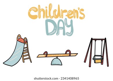 Playground icons hand drawn children's day