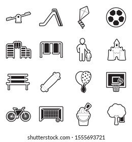 Playground Icons. Line With Fill Design. Vector Illustration.