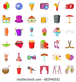 Playground icons set. Cartoon style of 36 playground vector icons for web isolated on white background