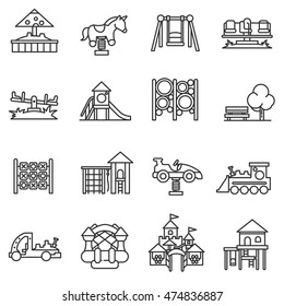 playground icons set.  collection. Thin line design