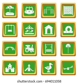 Playground icons set in green color isolated vector illustration for web and any design