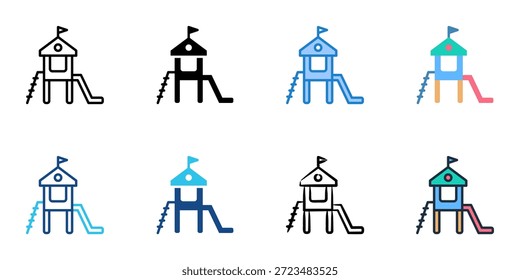 Los iconos del patio establecen la colección de estilo múltiple. Trazo editable 

