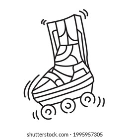 Playground kids roller skate ,playing,children,kindergarten. hand drawn icon set, outline black, doodle icon, vector icon design.