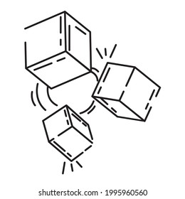 Cubo suave para niños de recreo, juegos, niños, kindergarten. conjunto de iconos dibujado a mano, contorno negro, icono de doodle, diseño de iconos vectoriales.