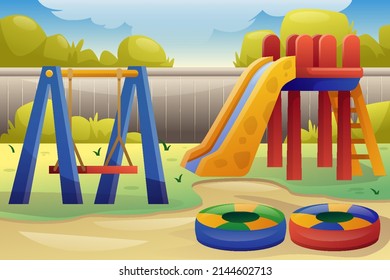 Playground Landmark for happy children's day background illustration with toys