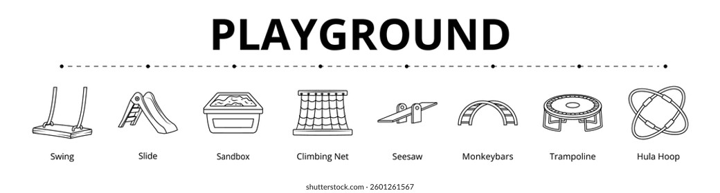 Playground Line Banner Web Icon Set Vector Illustration